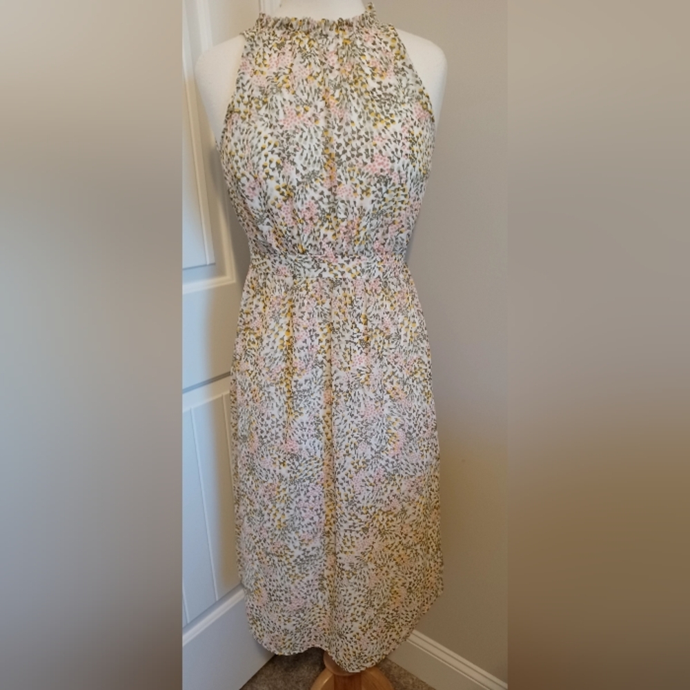 Loft Outlet Sleeveless Dress Sz 0 ....white/pink/yellow/ green blended.